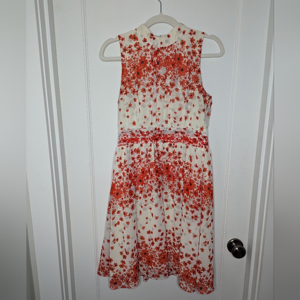 Fervour ivory and orange floral dress size medium
